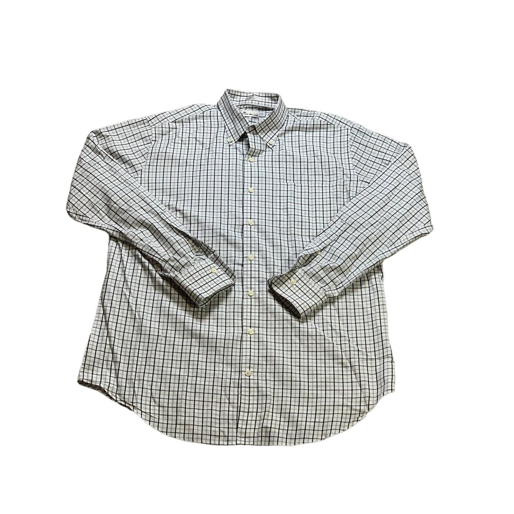 Peter Millar Shirt Large Black White Mens Casual Check Button Down Long Sleeve
